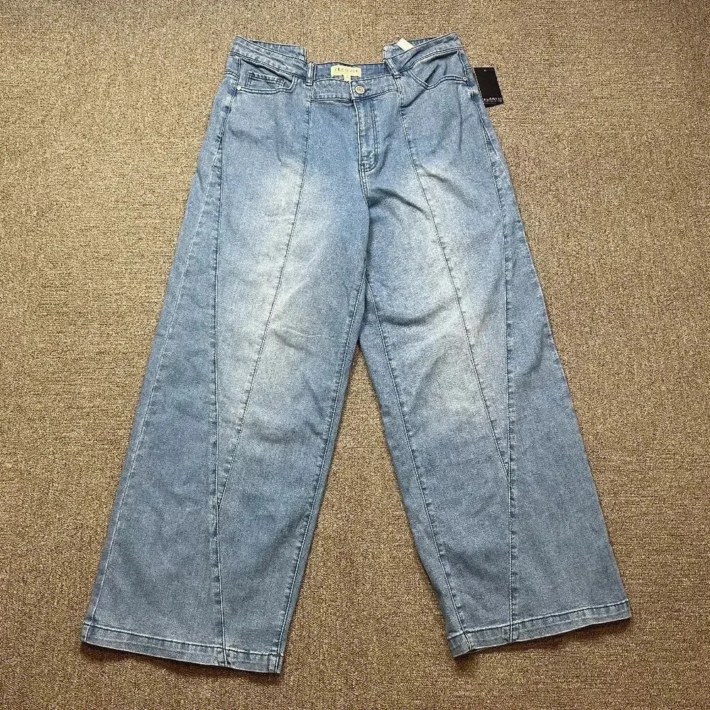 Eloquii NWT Wide Leg Cut Away Waist Women's Denim Jeans in Size 16